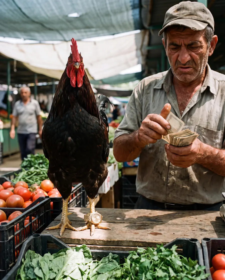 Rooster wearing gold